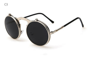 Round Steampunk Flip Up Sunglasses