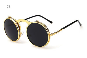 Round Steampunk Flip Up Sunglasses